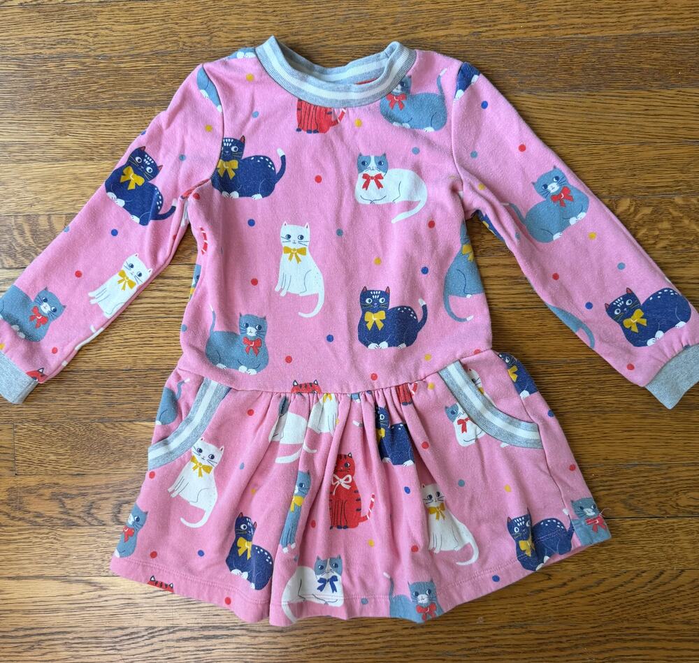 Mini Boden Girls' Cats Sweatshirt Dress Size 4-5